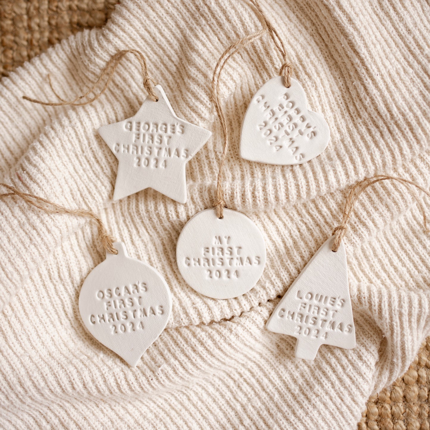 personalised christmas clay ornament