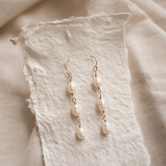 pearl earrings (3 pearls)