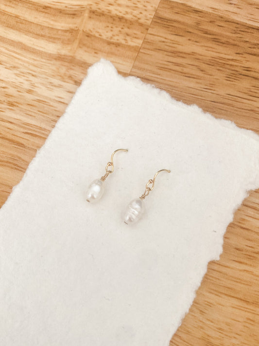 single drop pearl earrings