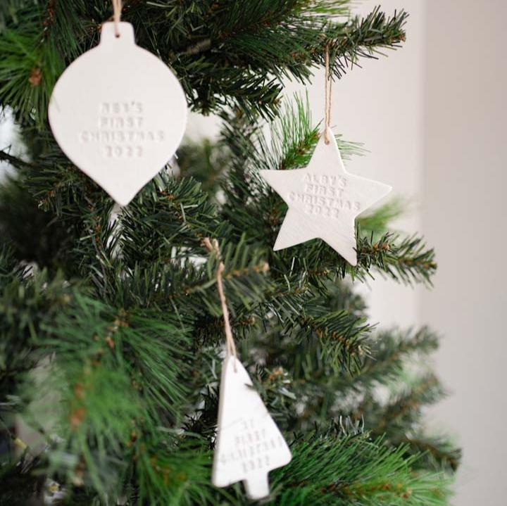 personalised christmas clay ornament