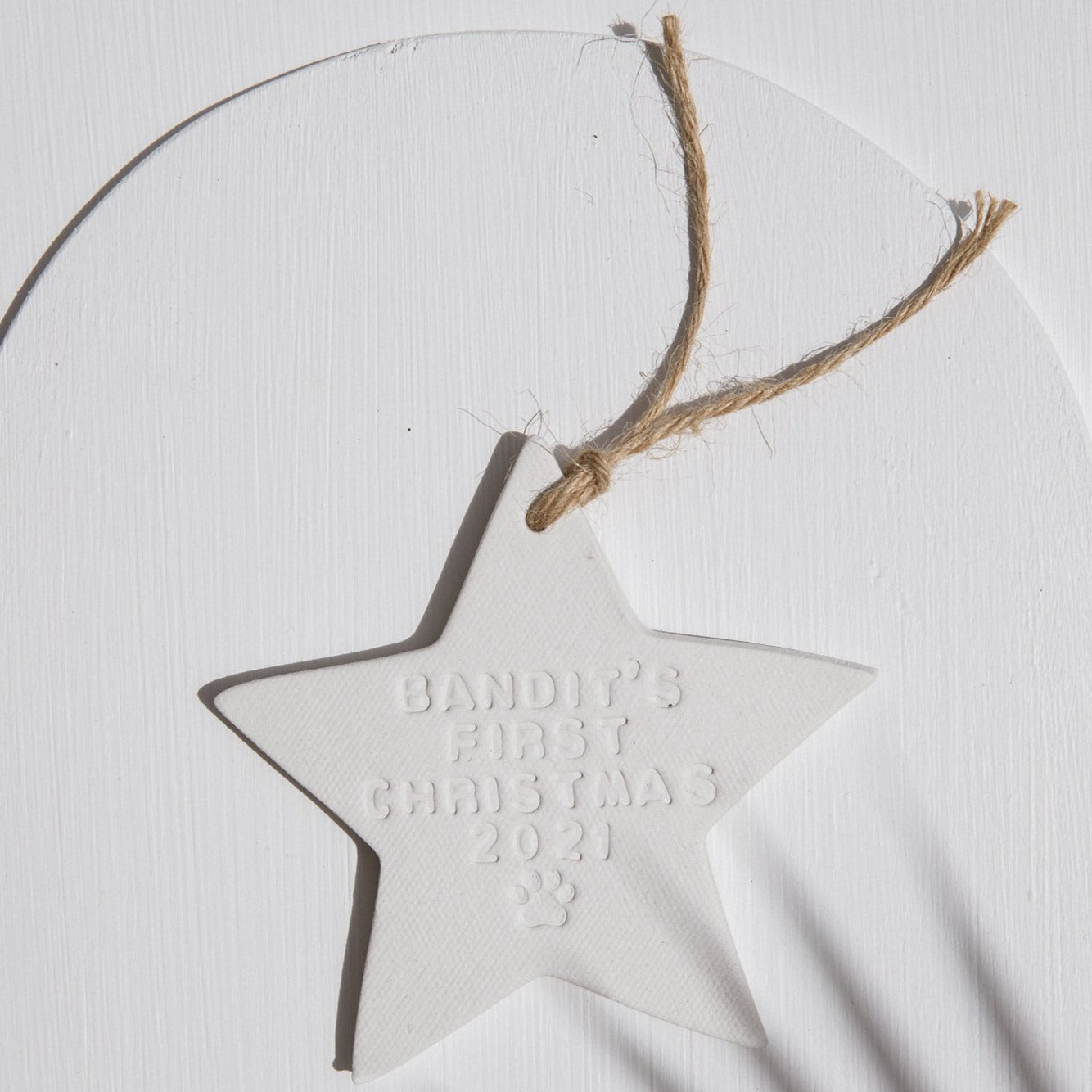 personalised christmas clay ornament