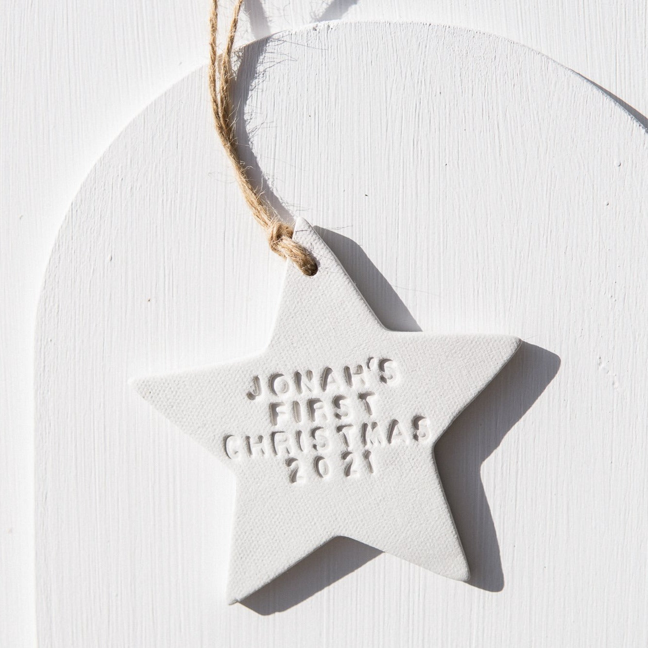 personalised christmas clay ornament