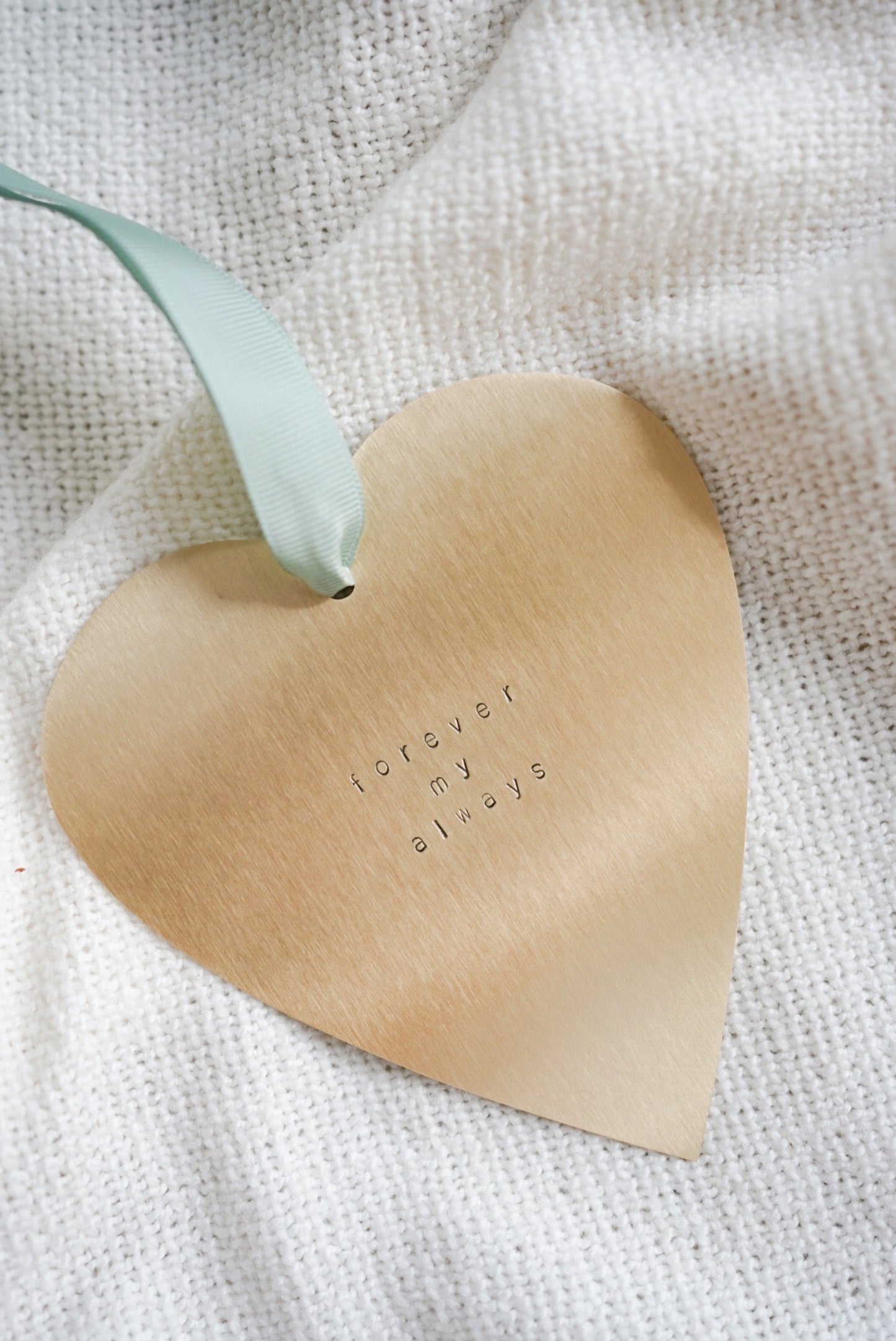 large personalised heart brass ornament